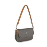 Nas Bag Kadın Postacı Çantası Çift Askılı Yeşil Camel Gofraj (22x16x5 cm)