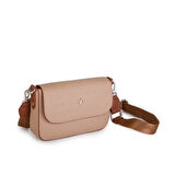 Nas Bag Kadın Postacı Çantası Çift Askılı Kum Taba Gofraj  (22x16x5 cm)
