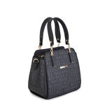 Nas Bag Kadın Sade ve Şık El ve Omuz Çantası Siyah Yazılı  (Ölçüsü:24x21x16)