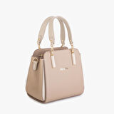 Nas Bag Kadın Sade ve Şık El ve Omuz Çantası Kum Mngo  (Ölçüsü:24x21x16)