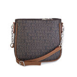 Nas Bag Kadın Çapraz Çanta Spor Ayarlanabilir Askılı  Kahve Taba  Yazılı (ürün ölçüsü :24x24x7 cm)