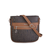 Nas Bag Kadın Çapraz Çanta Spor Ayarlanabilir Askılı  Kahve Taba  Yazılı (ürün ölçüsü :24x24x7 cm)