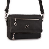 Nas Bag Kadın Çapraz Çok Cepli Spor Çanta Siyah Gofraj  (25x18x7 cm )