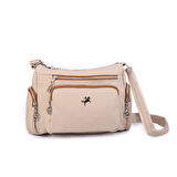 Nas Bag Kadın Çapraz Çok Gözlü Günlük Çanta Kum Taba Buzzy ( 30x22 cm ebatlarındadır.)