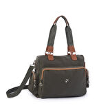 Nas Bag Kadın Büyük Boy Omuz Çantası Yeşil Taba  Buzzy (en :37 ,boy :30 cm)
