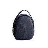 Nas Bag Mini  Kadın Sırt ,El  ve Omuz Çantası Dönüştürülebilir Tasarım Siyah Yazılı  (en:17cm ;boy :22cm) 
