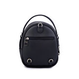 Nas Bag Mini  Kadın Sırt ,El  ve Omuz Çantası Dönüştürülebilir Tasarım Siyah  Luna   (en:17cm ;boy :22cm) 