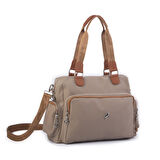Nas Bag Kadın Büyük Boy Omuz Çantası Vizon  Taba  Buzzy (en :37 ,boy :30 cm)