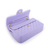 Nas Bag Kadın Çapraz Çanta Büyük Boy Zincirli Kapitone Lila  Nova (en:26 ; boy:16 cm ) 