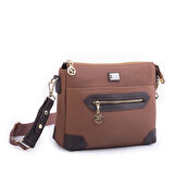 Nas Bag Kadın Postacı Çapraz Çanta Taba Kahve Lacst (en 25 cm ;boy 22 cm )