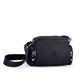 Nas Bag Kadın Spor Çok Gözlü Su Geçirmez Hafif Mini Çanta Siyah  ( 22x16 cm )