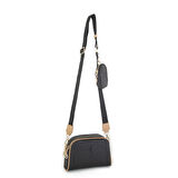Nas Bag Kadın Mini Çapraz Çantası Siyah Camel  Gofraj 