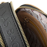 Nas Bag Kadın Mini Çapraz Çantası Siyah Camel  Gofraj 