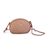Nas Bag Kadın  Mini Çapraz Hasır Görünümlü  Çanta  Vizon Hasır  (21x16x8 cm)