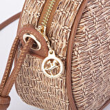 Nas Bag Kadın  Mini Çapraz Hasır Görünümlü  Çanta  Vizon Hasır  (21x16x8 cm)