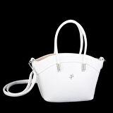 Nas Bag Kadın Mini Sepet Çanta El ve Çapraz Çanta Beyaz Lopez ( 20x18cm)
