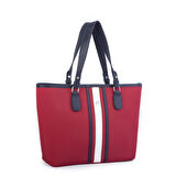 Nas Bag Kadın Omuz Çantası Spor Şık Ayarlanabilir Omuz Askılı  Kırmızı Lacivert Beyaz   Lacst (33x27x12 cm )