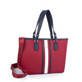 Nas Bag Kadın Omuz Çantası Spor Şık Ayarlanabilir Omuz Askılı  Kırmızı Lacivert Beyaz   Lacst (33x27x12 cm )