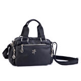 Nas Bag Kadın Çapraz Çanta Çok Gözlü Siyah Yıkamalı ( 26x17 cm)