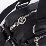 Nas Bag Kadın Çapraz Çanta Çok Gözlü Siyah Yıkamalı ( 26x17 cm)