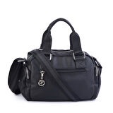 Nas Bag Kadın Çapraz Çanta Çok Gözlü Siyah Yıkamalı ( 26x17 cm)