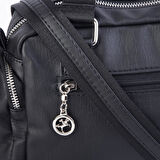 Nas Bag Kadın Çapraz Çanta Çok Gözlü Siyah Yıkamalı ( 26x17 cm)