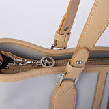 Nas Bag Kadın Omuz Çantası Spor Şık Ayarlanabilir Omuz Askılı  Açık Gri Camel Lacst (33x27x12 cm )