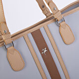 Nas Bag Kadın Omuz Çantası Spor Şık Ayarlanabilir Omuz Askılı  Açık Gri Camel Lacst (33x27x12 cm )