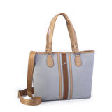 Nas Bag Kadın Omuz Çantası Spor Şık Ayarlanabilir Omuz Askılı  Açık Gri Camel Lacst (33x27x12 cm )