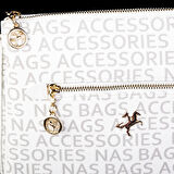 Nas Bag Kadın Çapraz Çanta Kalın Ayarlanabilir Askılı Çanta Beyaz  Yazılı (En: 26 cm,  Boy: 22 cm )