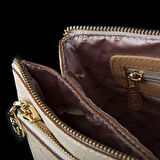 Nas Bag Kadın Çapraz ve Clutch Çanta Bilek ve Çapraz Askılı Krem Camel  Gofraj  (24x15 cm) 