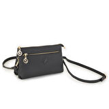 Nas Bag Kadın Çapraz ve Clutch Çanta Bilek ve Çapraz Askılı  Siyah  Natural  (24x15 cm) 