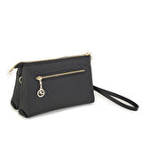 Nas Bag Kadın Çapraz ve Clutch Çanta Bilek ve Çapraz Askılı  Siyah  Natural  (24x15 cm) 