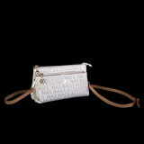 Nas Bag Kadın Çapraz ve Clutch Çanta Bilek ve Çapraz Askılı  Krem Camel Yazılı   (24x15 cm) 