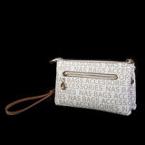 Nas Bag Kadın Çapraz ve Clutch Çanta Bilek ve Çapraz Askılı  Krem Camel Yazılı   (24x15 cm) 