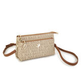 Nas Bag Kadın Çapraz ve Clutch Çanta Bilek ve Çapraz Askılı  Vizon Taba Yazılı   (24x15 cm) 