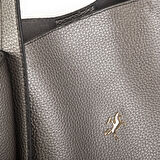 Nas Bag Kadın Büyük Boy Büzmeli Yavrulu Çıtçıtlı Tote Bag Omuz Çantası Gri 