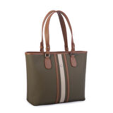 Nas Bag Kadın Omuz Çantası Spor Şık Ayarlanabilir Omuz Askılı Haki Taba Kum  Lacste  (33x27x12 cm )