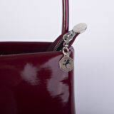 Nas Bag Kadın Basic Baget Omuz ve Çapraz Çanta Bordo  Rugan (27x12 cm )