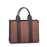 Nas Bag Kadın Mini Tote Suni Deri El ve Omuz Çantası Taba Kahve Lacst