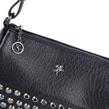 Nas Bag Mini Kadın Taşlı Zımbalı Omuz ve Çapraz Baget Çanta Siyah Victoria