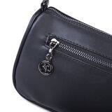 Nas Bag Mini Kadın Taşlı Zımbalı Omuz ve Çapraz Baget Çanta Siyah Dona