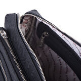 Nas Bag Günlük Çok Gözlü Çanta (en: 26 cm  ; boy:17 cm) Siyah Gofraj