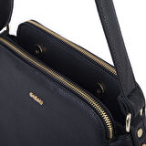 Nas Bag Kadın Çapraz Yumuşak Deri Çıtçıtlı Üç Bölmeli Çanta Siyah Lopez