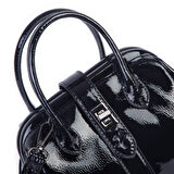  Nas Bag Kadın  Mini Boy Klipsli El ve Postacı Çantası Siyah Rugan (20x13 cm)