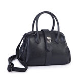  Nas Bag Kadın  Mini Boy Klipsli El ve Postacı Çantası Siyah Lopez (20x13 cm)