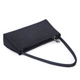 Nas Bag Kadın Basic Baget Omuz ve Çapraz Çanta Siyah Taşlı (27x12 cm )