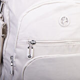 Nas Bag Unisex Hafif Büyük Boy Okul Çantası ve Spor Çantası Çok Gözlü Bej 