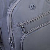 Nas Bag Unisex Hafif Büyük Boy Okul Çantası ve Spor Çantası Çok Gözlü Gri