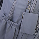 Nas Bag Unisex Hafif Büyük Boy Okul Çantası ve Spor Çantası Çok Gözlü Gri